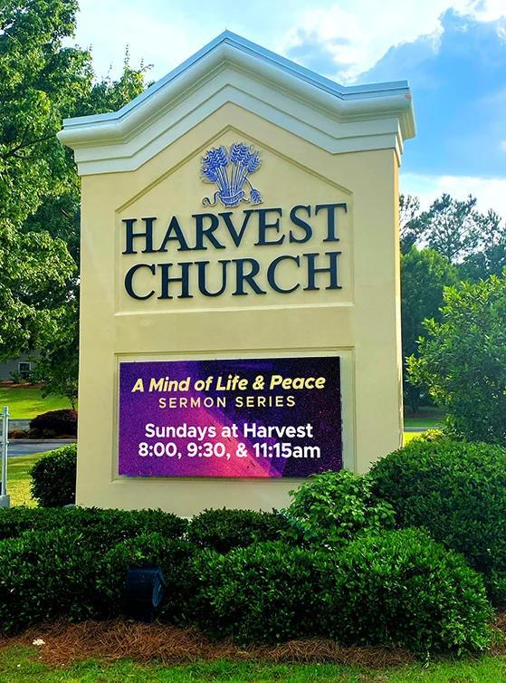 Harvest Church: monument sign with message center