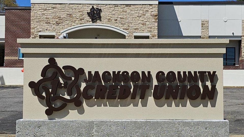 Jackson County Credit Union monument installed on site