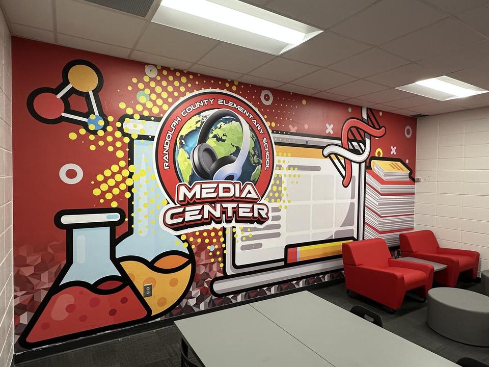 Media Center: Interior wall mural