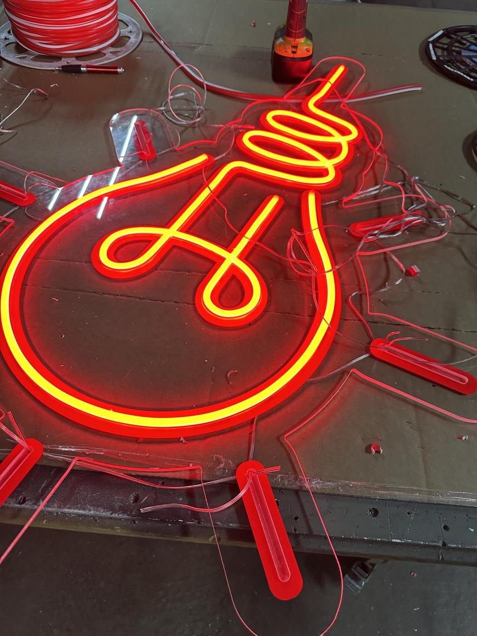 Guitar sign: Lighted shaped sign